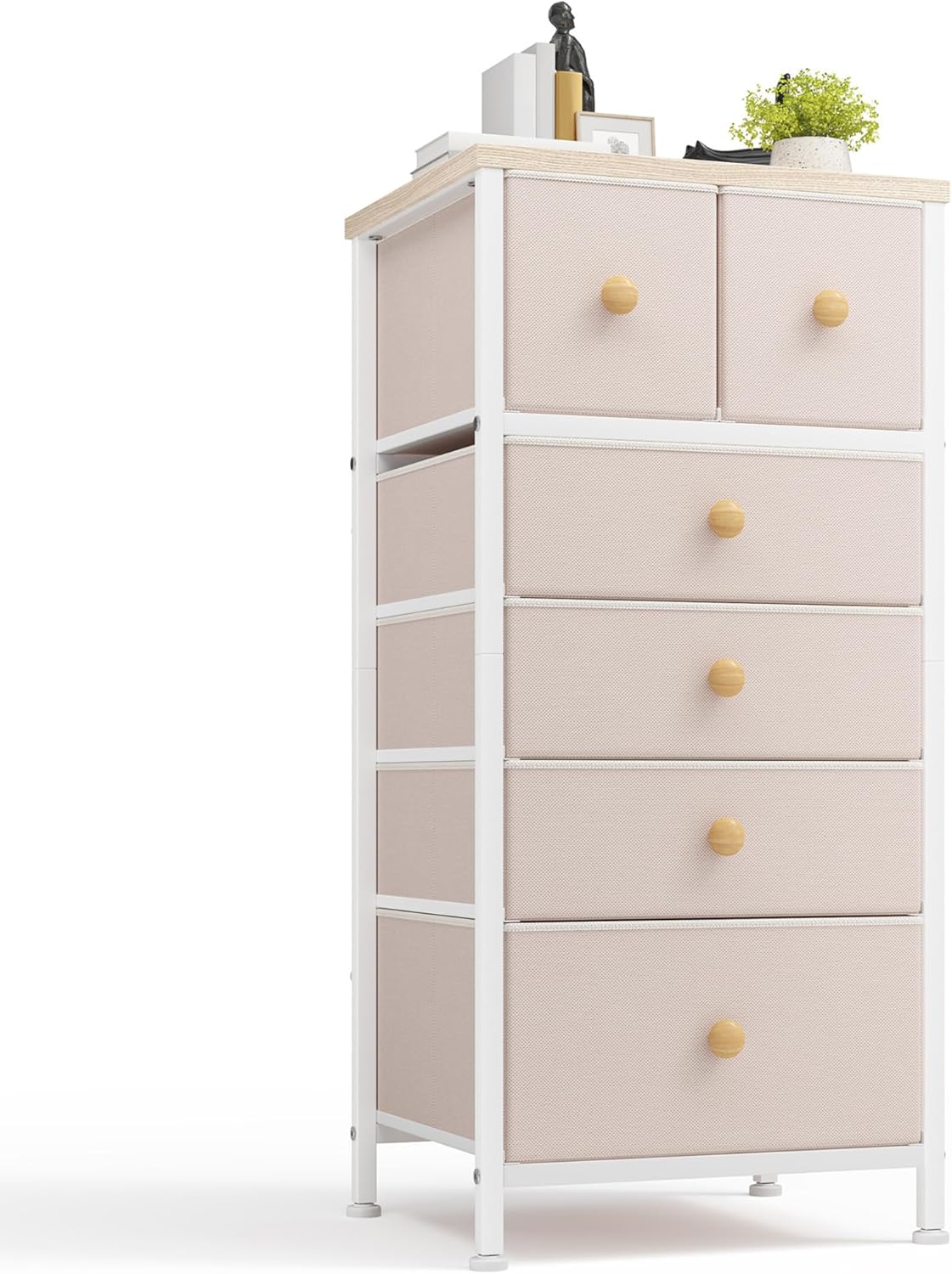 EnHomee Chest of Drawers, 6 Drawer Chest of Drawers, Slim Dresser Drawers for Bedroom, Bedside Drawers Storage Unit, White Chest of Drawers for Bedroom, Office, Entryway, Closets, Wardrobe, Bathroom