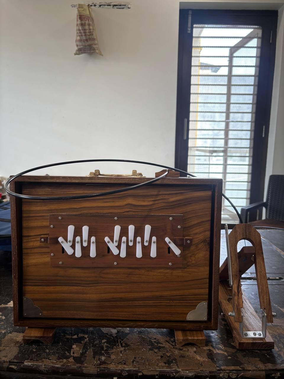 HomeAdri Shruti Box Surpeti Big Foot Pedal 440Hz 13 Notes Teak Wood Musical Instrument