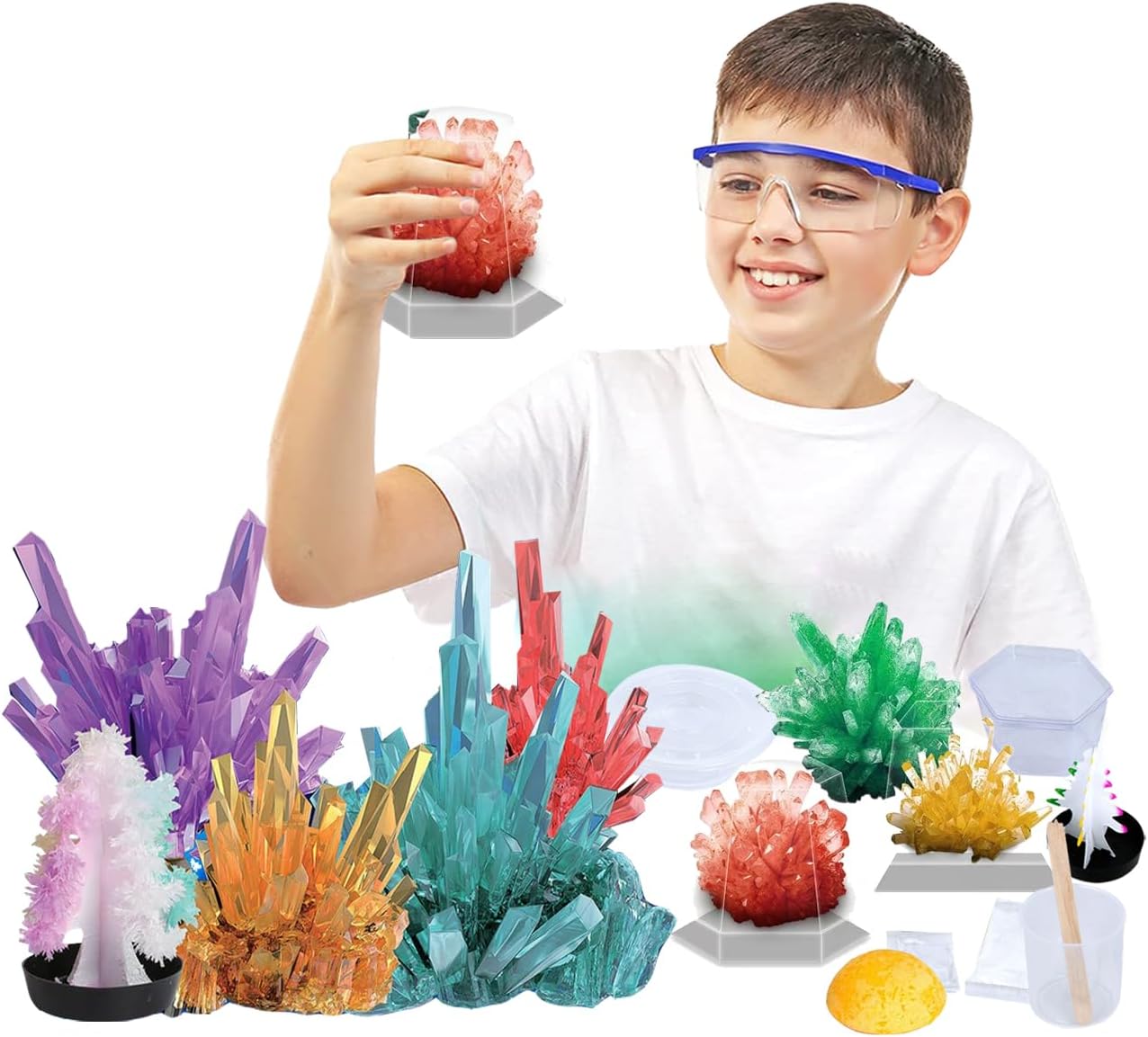 Coo11 Crystal Growing Kit for Kids, Magic Growing Gemstones Set, Science Lab Experiment Kit, Learning Activity for 4+ Years