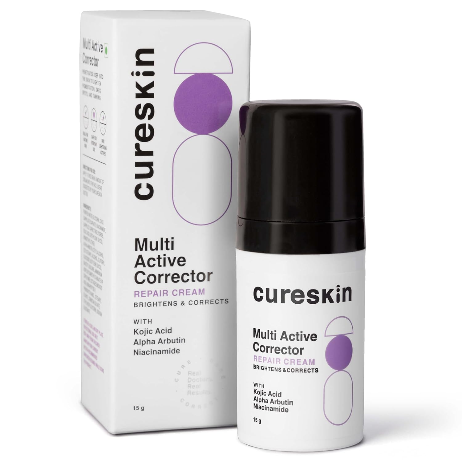 Cureskin Multi-Active Corrector Kojic Acid Face Cream | Kojic Acid, Alpha Arbutin & Niacinamide | For Uneven Skin Tone, Dullness & Visible Spots, 0.53 Ounce (Pack of 1)