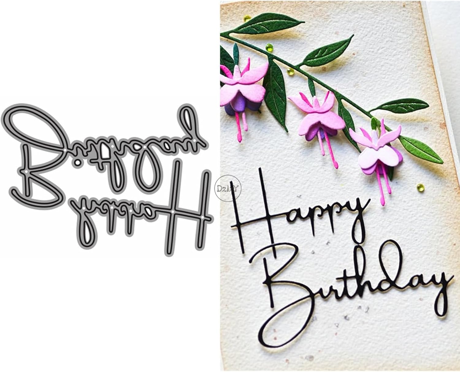 DzIxY Words Happy Birthday Metal Cutting Dies for Card Making Kit Embossing Paper Die Cuts Set Scrapbook Stencils Supplies Machine Templates