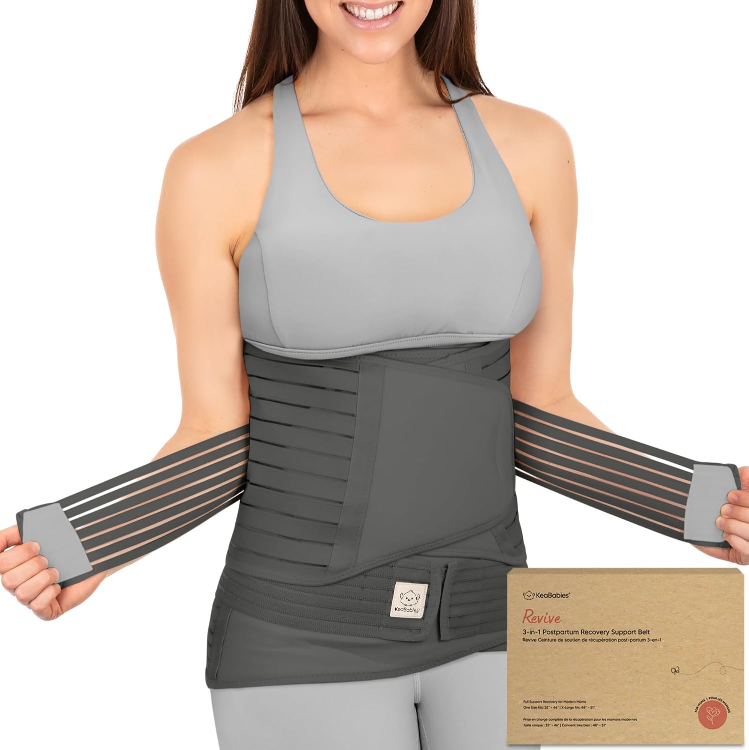 3 in 1 Postpartum Belly Support Recovery Wrap Band (Mystic Gray, M/L)