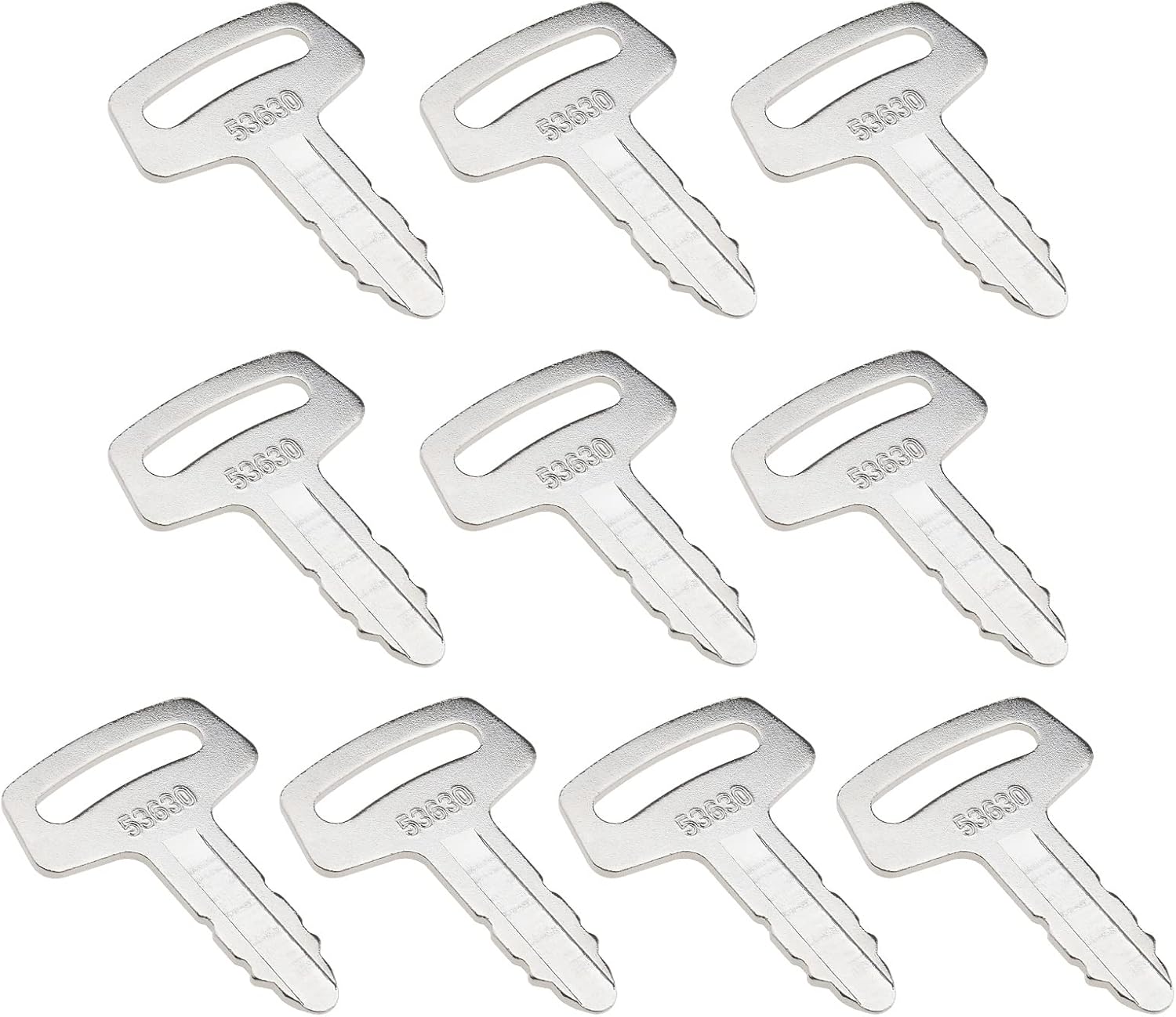 OTOTEC 10Pcs Ignition Switch Keys Replacement RC101-53630 Compatible with Kubota Excavators Loaders Thomas Skid Steer Construction Machines Keys