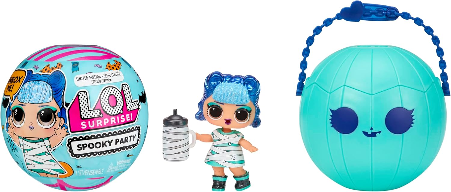 L.O.L. Surprise! Spooky Party - Glitter Ghost - Limited Edition Doll with 7 Surprises - Pumpkin Ball Packaging for Trick-or-Treating - Suitable for Collectors and Kids Ages 4+
