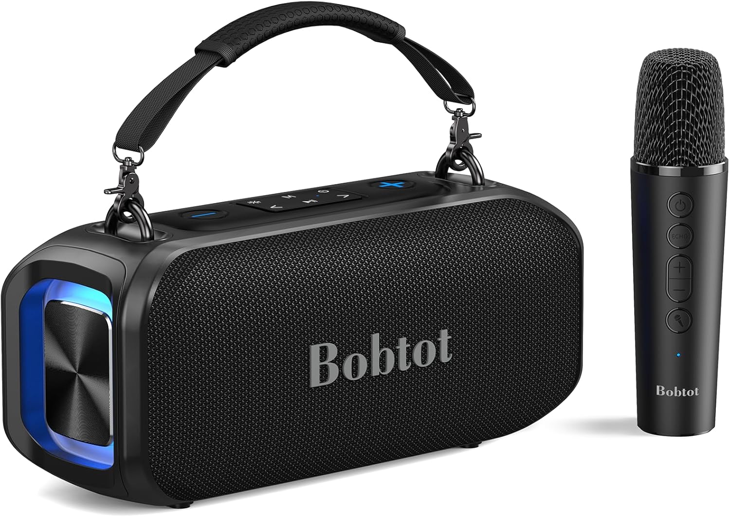 Small Portable Speaker for Adults and Kids with Wireless Microphone, 40W Peak Bluetooth Speaker, Punchy Bass, Four Magic Sound Voice Effects, Home Karaoke Player