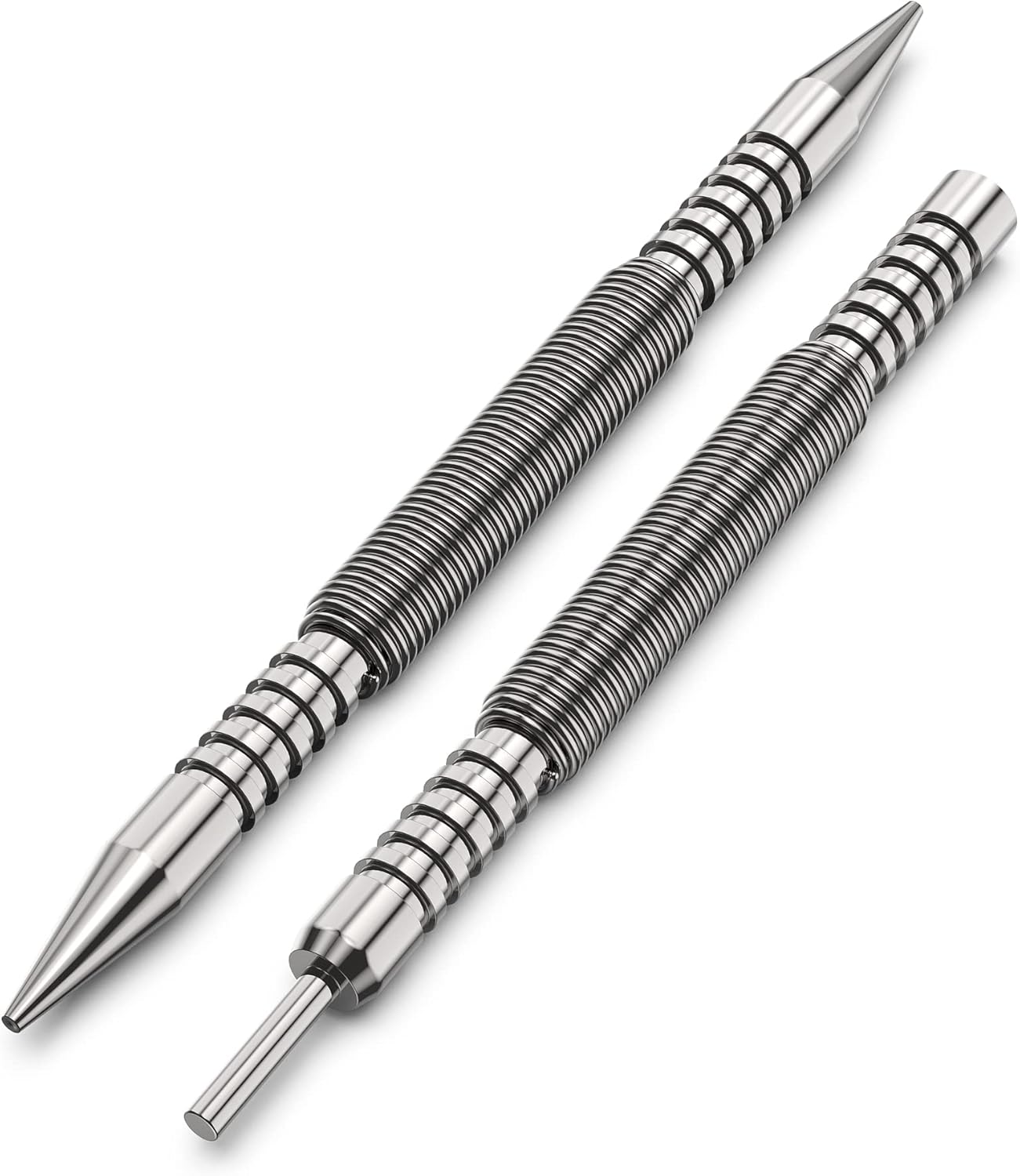 Spring Loaded Nail Set Tools,2-PCS Dual Head Nail Setter and Hinge Pin Punch Set, Hammerless 1/16″& 3/32″Spring Nail Set, Super Strong Force Door Pin Removal Tool