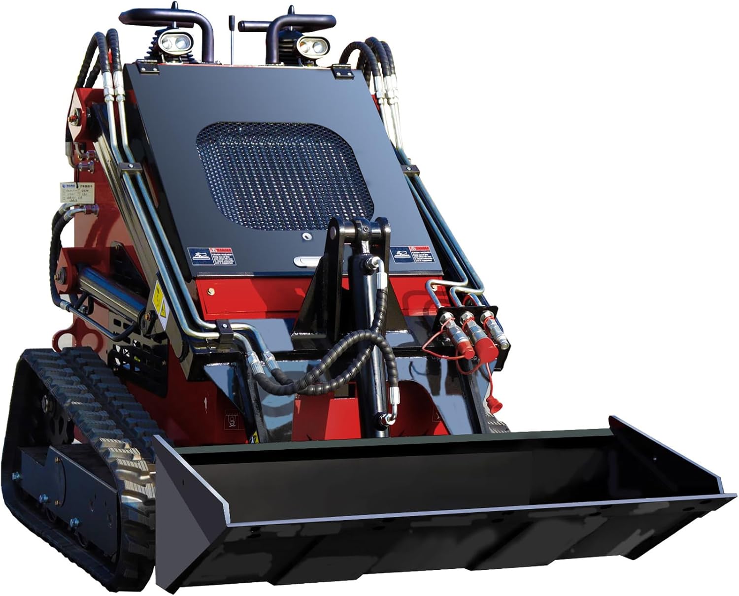 MMS Mini Track Loader, Compact Skid Steer Loader with Foldable Pedals, Stand-On Multifunctional Rubber-Skid Steer for Farm, Construction, Tight Space