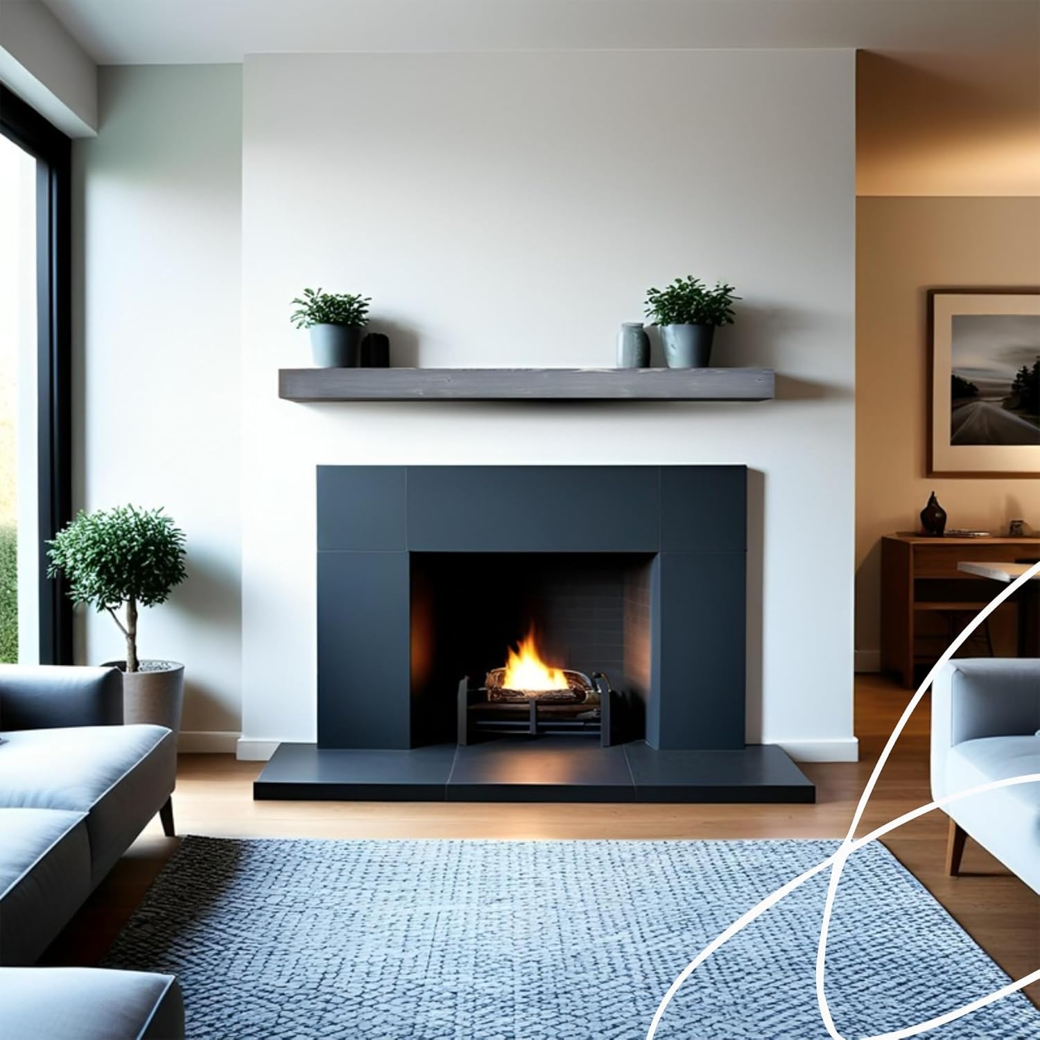 BoscoMondo Solid Wood Fireplace Mantel Shelf, Floating Mantle for Living Room, Farmhouse Rustic Wood Mantel, Easy Wall Mount with Heavy-Duty Metal Bracket (48", Ash Grey)