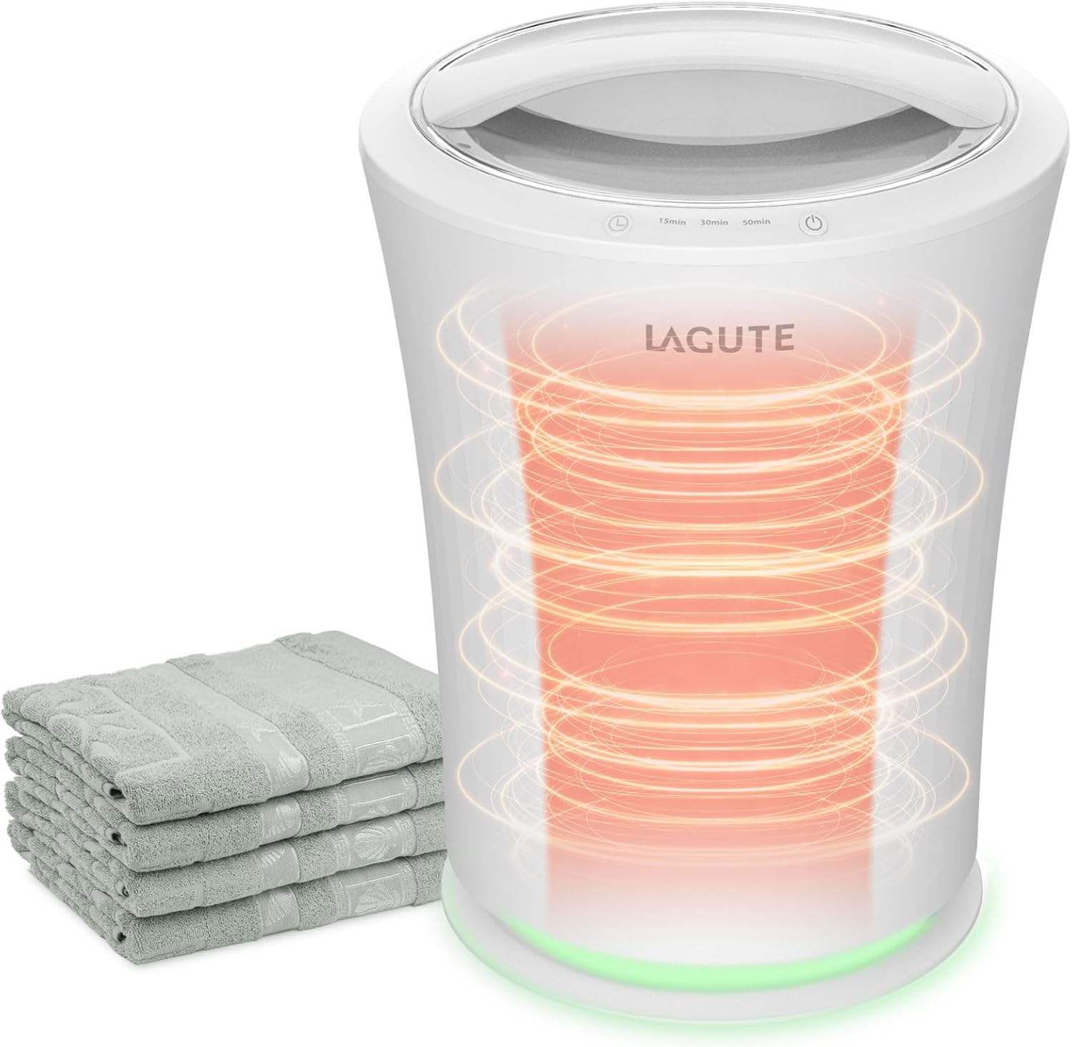 Lagute iSnug Towel Warmer for Bathroom, with 3-Level Timer, Warning Alarm & RGB Light, Auto Shut-Off, 5.3 Gal Heating Bucket for Bathrobe, Blanket, Ideal for Gifts