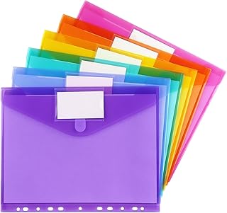 Tamaki 6 Pack Binder Pocket Folders, Binder Folders with Pockets for School Supplies, Letter Size, 11 Holes, Colorful