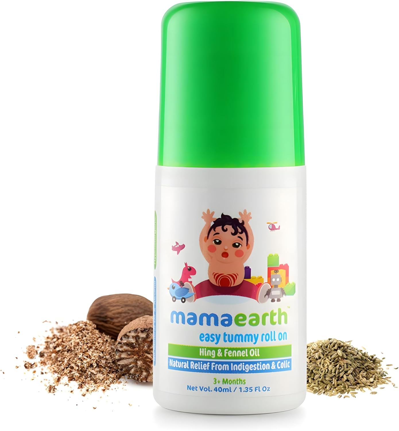 Mamaearth Easy Tummy Roll On for Digestion & Colic Relief with Hing & Fennel40Ml