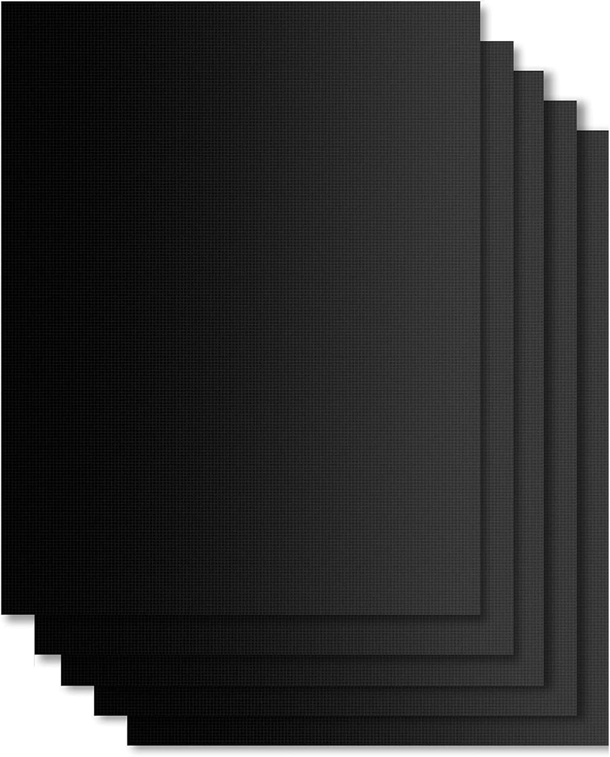 EXTSUD BBQ Grill Mat, 5 Pcs bbq Grill Mats Non Stick Reusable and Baking Mesh for Indoor Outdoor BBQ Works on Gas Charcoal Electric Grill Sheets 40x33CM (Black)