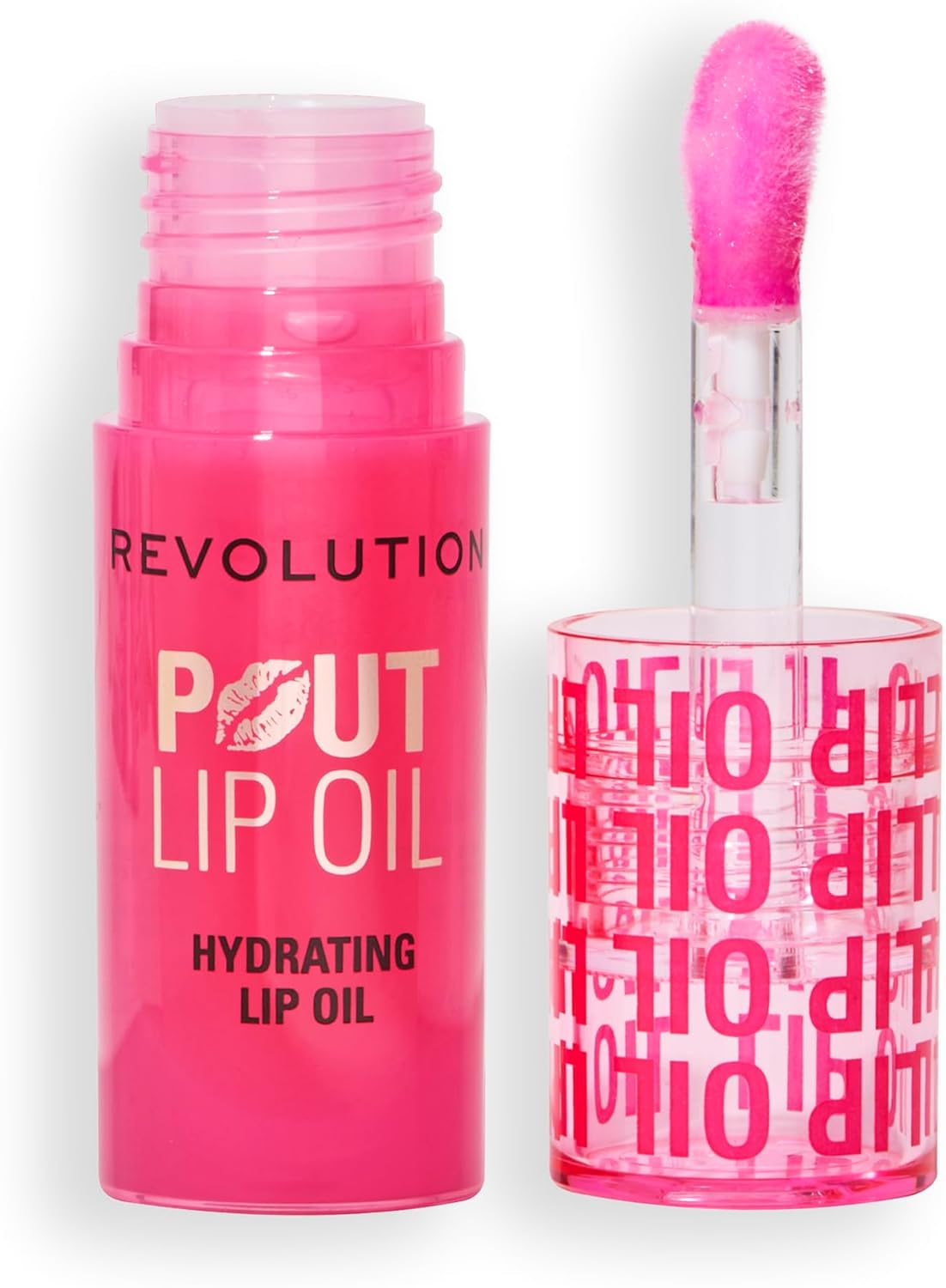 Revolution, Pout Lip Oil, Nourishing Tinted Lip Oil, High Shine, Non-Sticky Finish, Vegan & Cruelty-Free, Watermelon Pink, 4ml