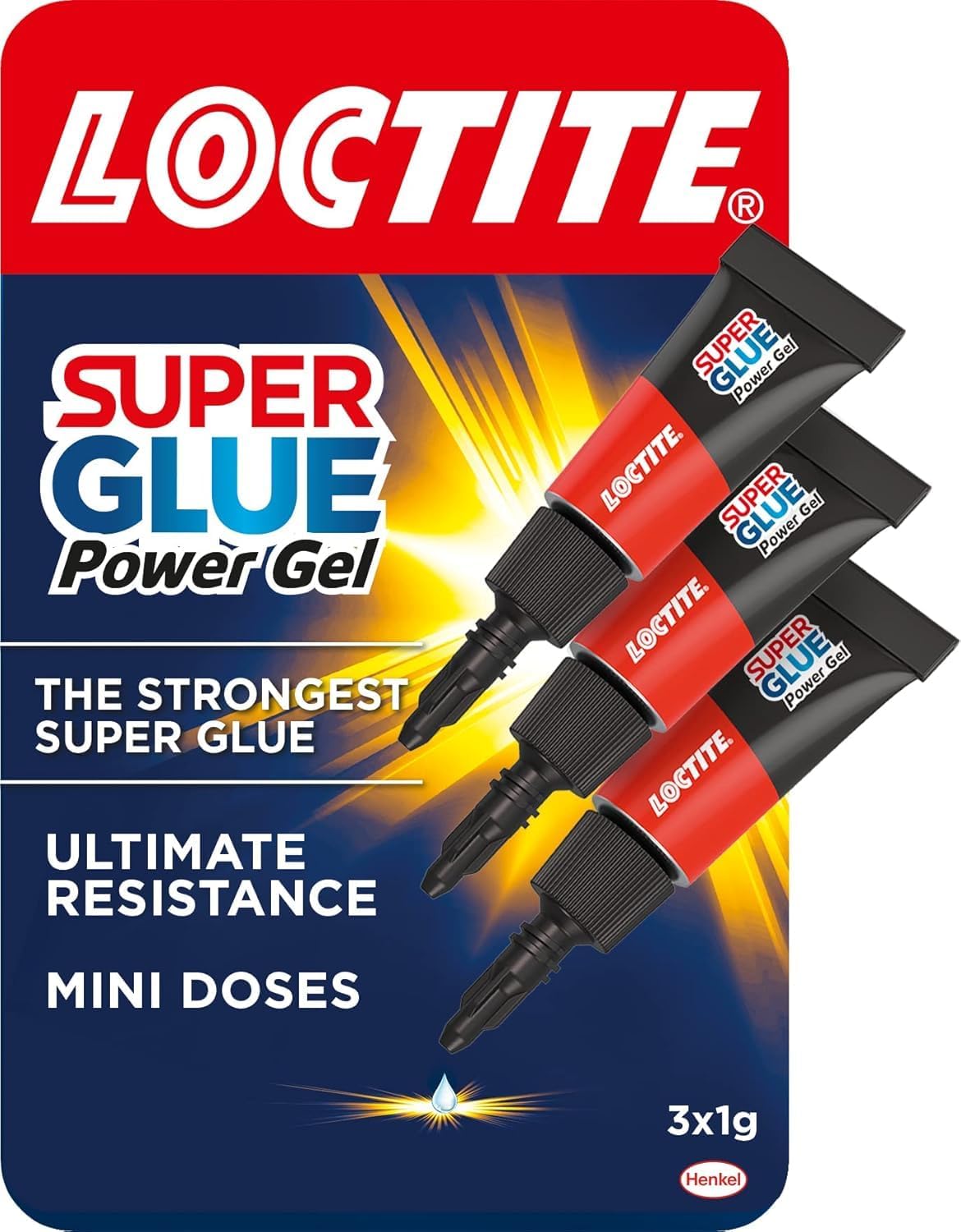 Loctite Mini Trio Power Gel, Strong Super Glue Gel for Repairs, All Purpose Adhesive for Flexible Materials, Easy to Use Clear Glue, 3 x 1g