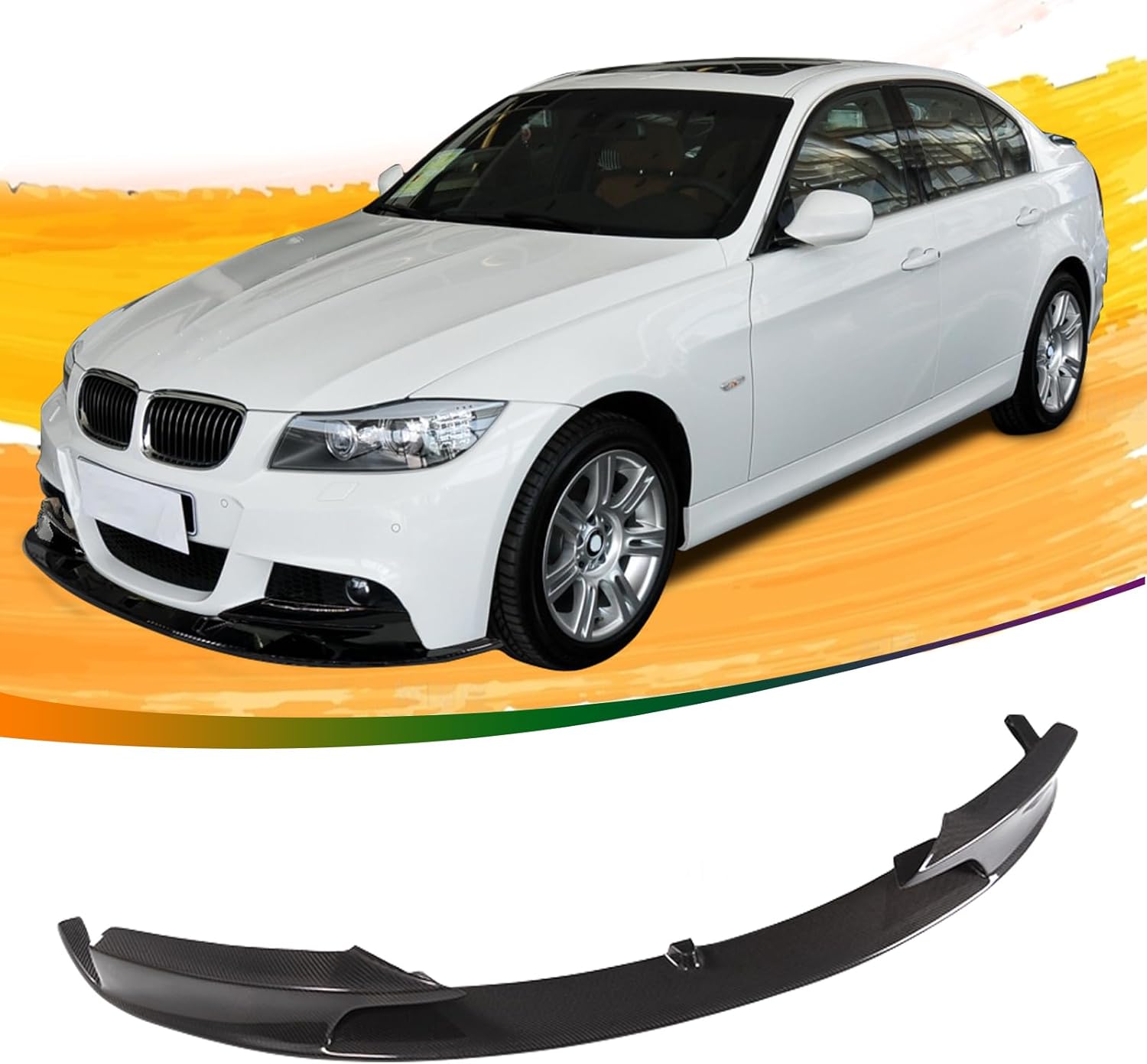 3PCS Front Bumper Lip Kit fit for Compatible with 2006-2011 E90 M3 Sedan 323i 325i 325xi 328i 328i xDrive STP-Style Splitter Trim Protection Spoiler Air Dam Chin Diffuser