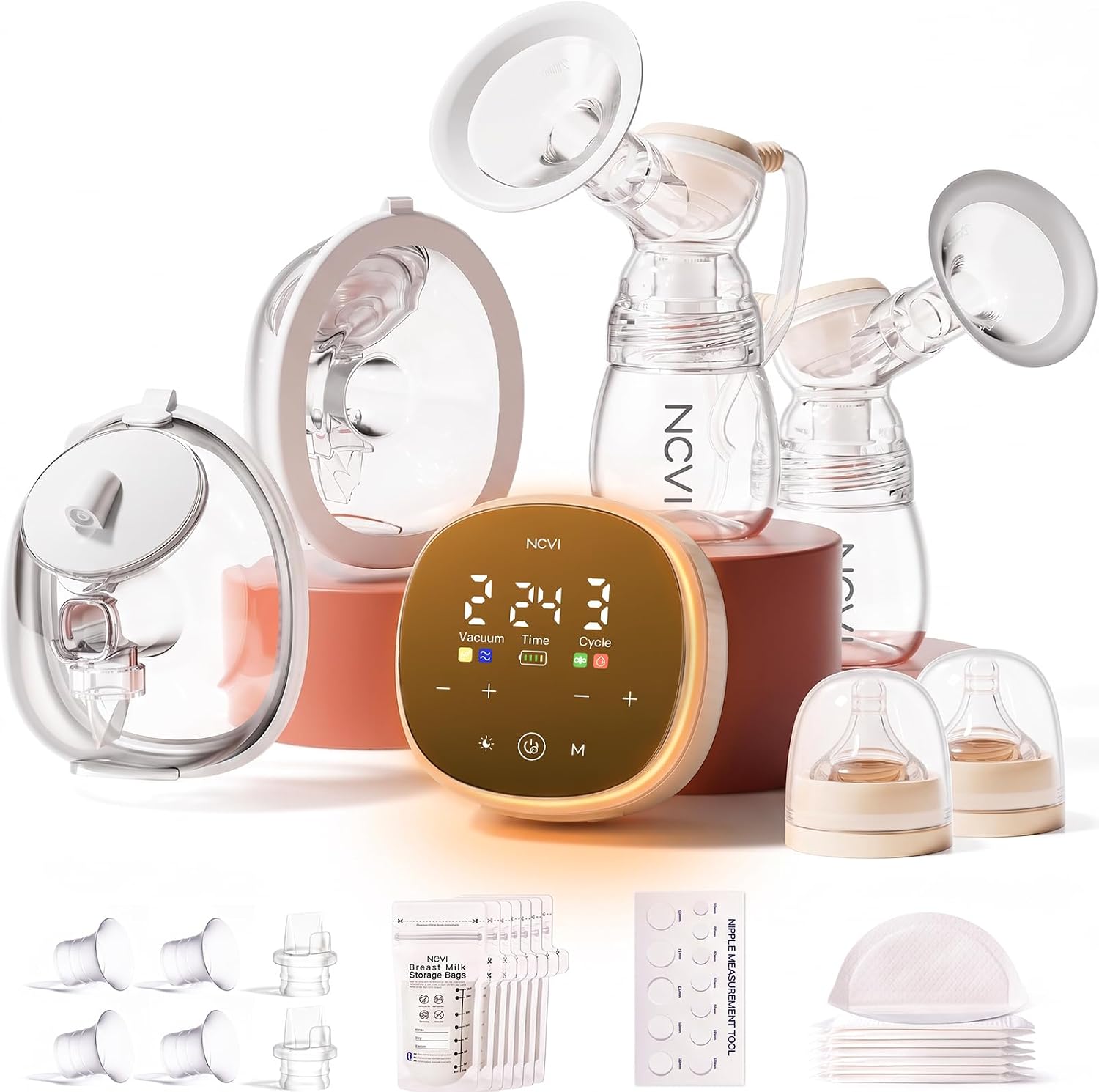 NCVI Electric Breast Pump, 2-in-1 Wearable & Bottle Breast Pump with Micro-Vibration Comfort, 4 Modes 9 Levels, 4400mAh Rechargeable Hands-Free Portable Pump for Home, Work & Travel