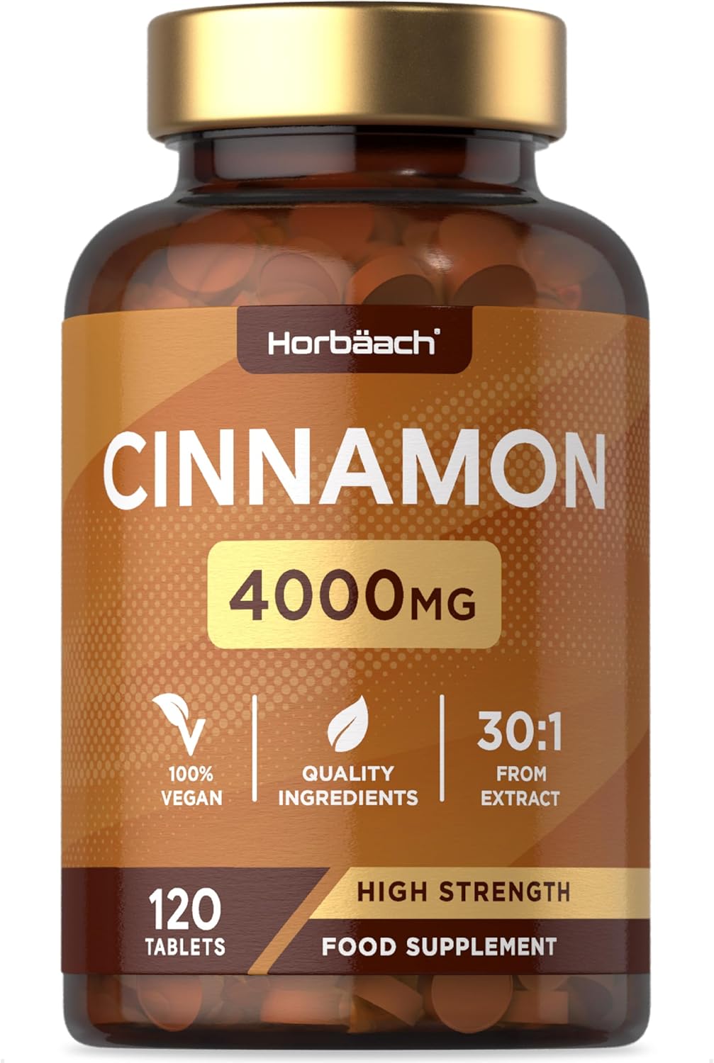 Cinnamon Tablets 4000mg | High Strength Cinnamon Extract Supplement | 120 Vegan Tablets | by Horbaach