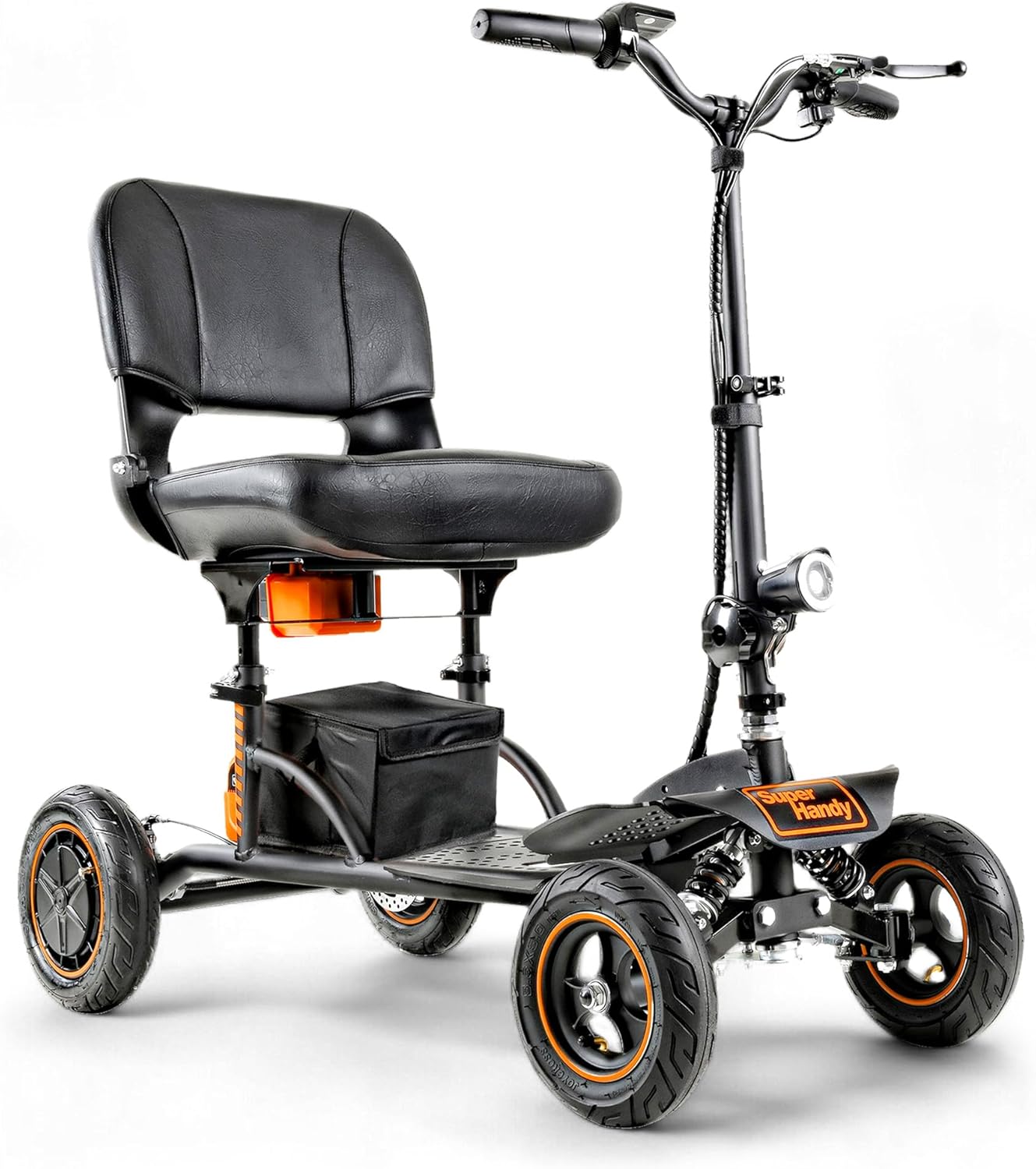 SuperHandy Mobility Scooter Explorer – 4 Wheels, 500W Brushless Motor, 48V-2Ah/4Ah Battery, 350LBS Capacity, 5mph Top Speed, Lightweight Aluminum 50lb Frame [Patent Pending]