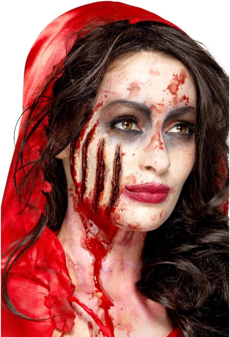 Smiffys Make-Up FX, Latex Claw Wound Scar, Red with Adhesive, Cosmetics and Disguises Fancy Dress, Storybook Character Dress Up Cosmetics & Disguises.