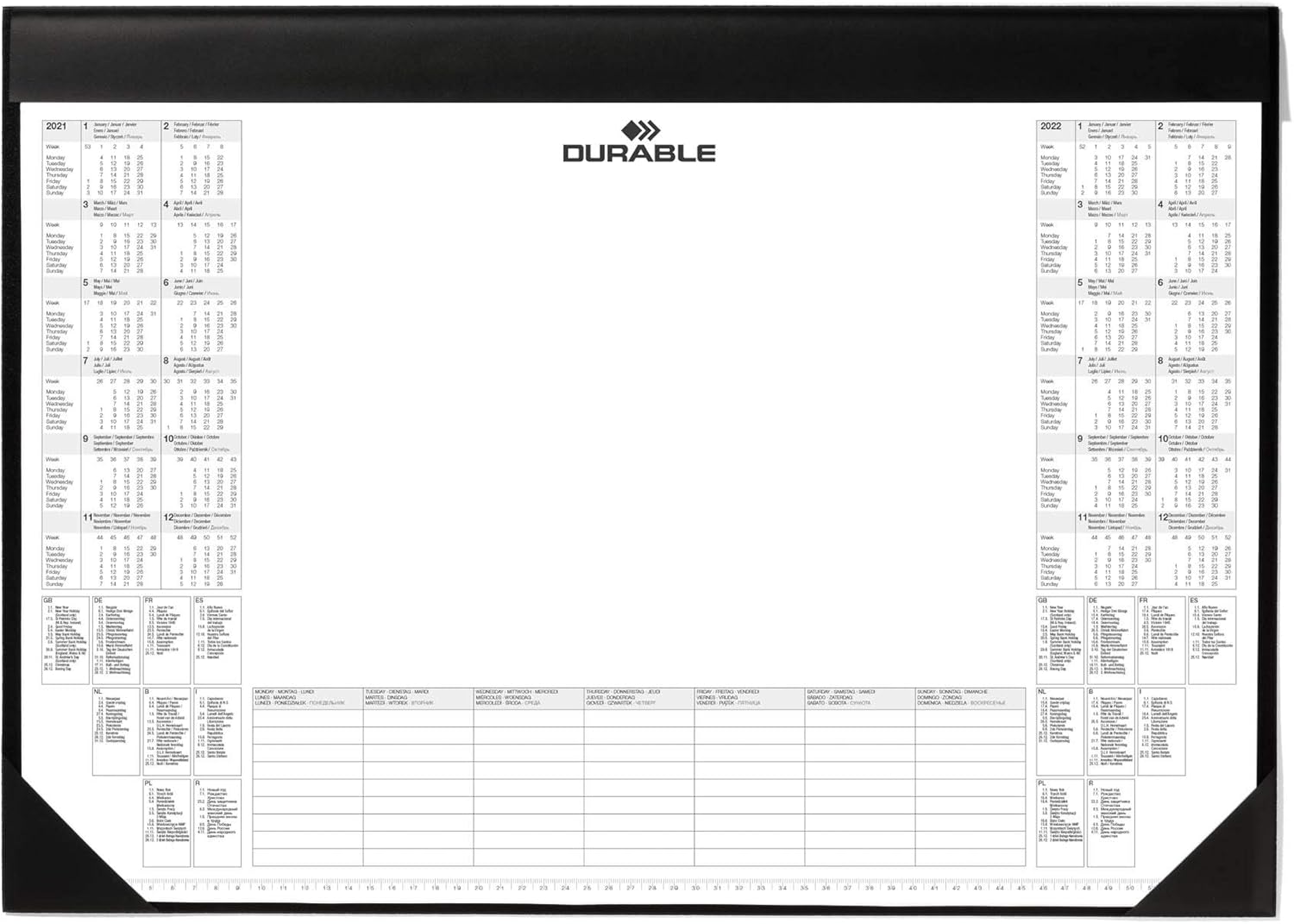 Durable Desk Mat with 2-Year Calendar & Weekly Schedule - 59 x 42cm - Pack of 1 - Perfect for Taking Quick Notes Whilst Working