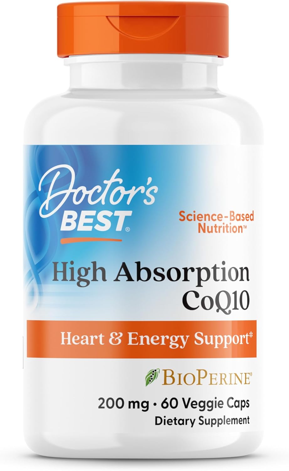 Doctors Best High Absorption CoQ10, Heart & Energy Support*, USP Verified, Naturally Fermented CoQ10, Non-GMO, Gluten Free, Soy Free, Vegan 60 Veggie Caps