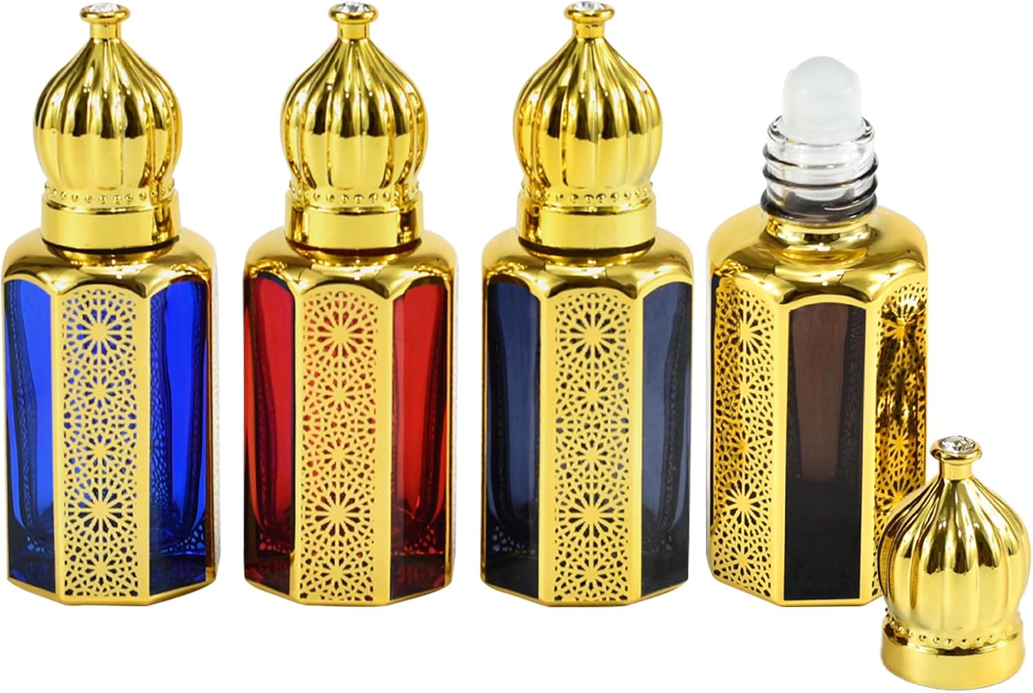 4 Pack Roller Balls For Essential Oils, 12ml Glass Roll On Bottles With Caps For Travel, Perfume And Lip Gloss