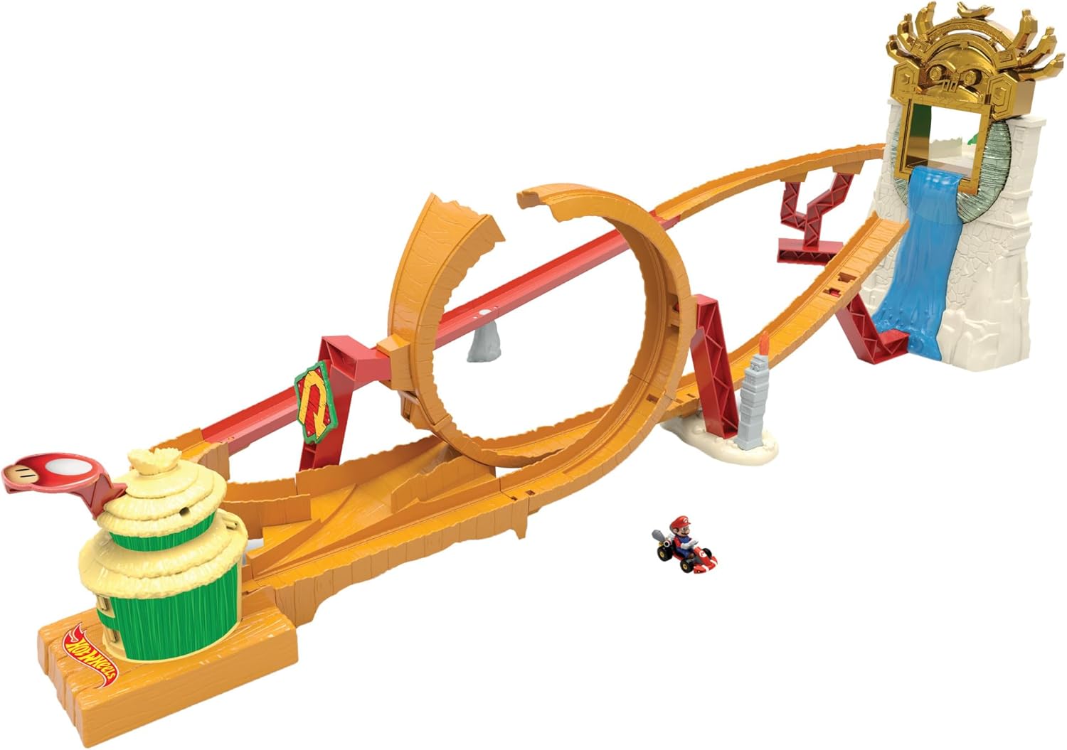 Hot Wheels The Super Mario Bros. Movie Track Set, Jungle Kingdom Raceway Playset with Mario Die-Cast Toy Car Inspired by the Film, HMK49