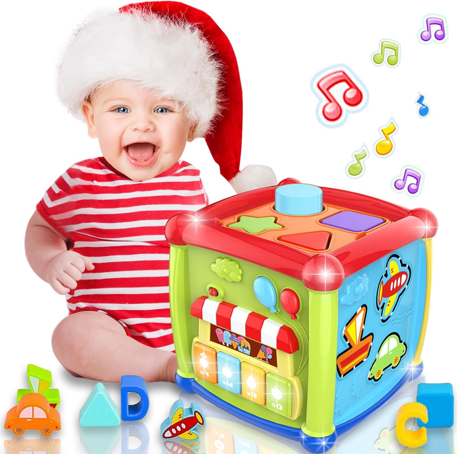 Gzolxkwin Activity Cube Baby Toys,6-in-1 Early Educational Music Light Up Piano Baby Toys for 6 12 18 Months,1 Year Old Baby Toys Play Center,Montessori Toys for 1 2 3 Years Old Boys Girls