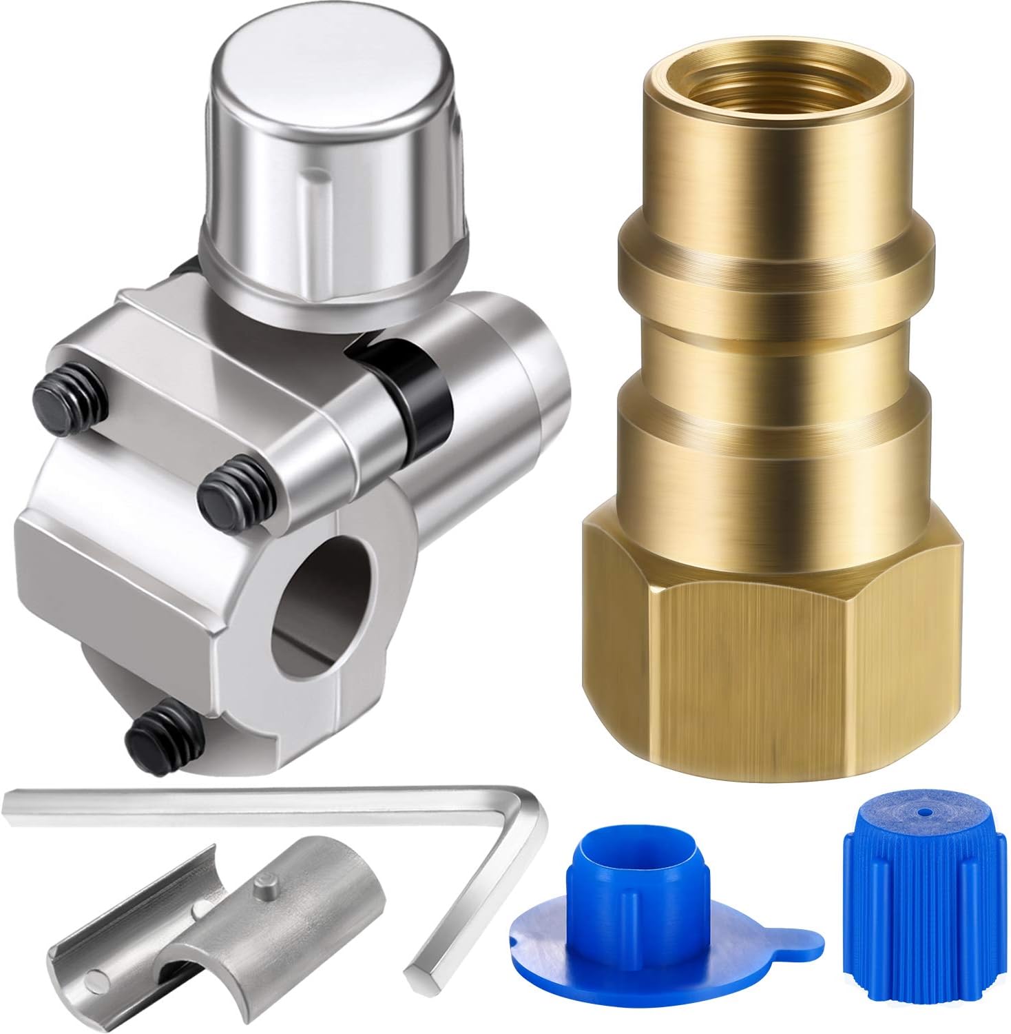 Bullet Piercing Valve Kits with Dust Cap Converts R12 to R134a Fit 7/16 Inch Low Side Port BPV-31 Bullet Piercing Tap Valve Replace for AP4502525, BPV31D, GPV14, GPV31, GPV38, GPV56, MPV31 (1 Set)