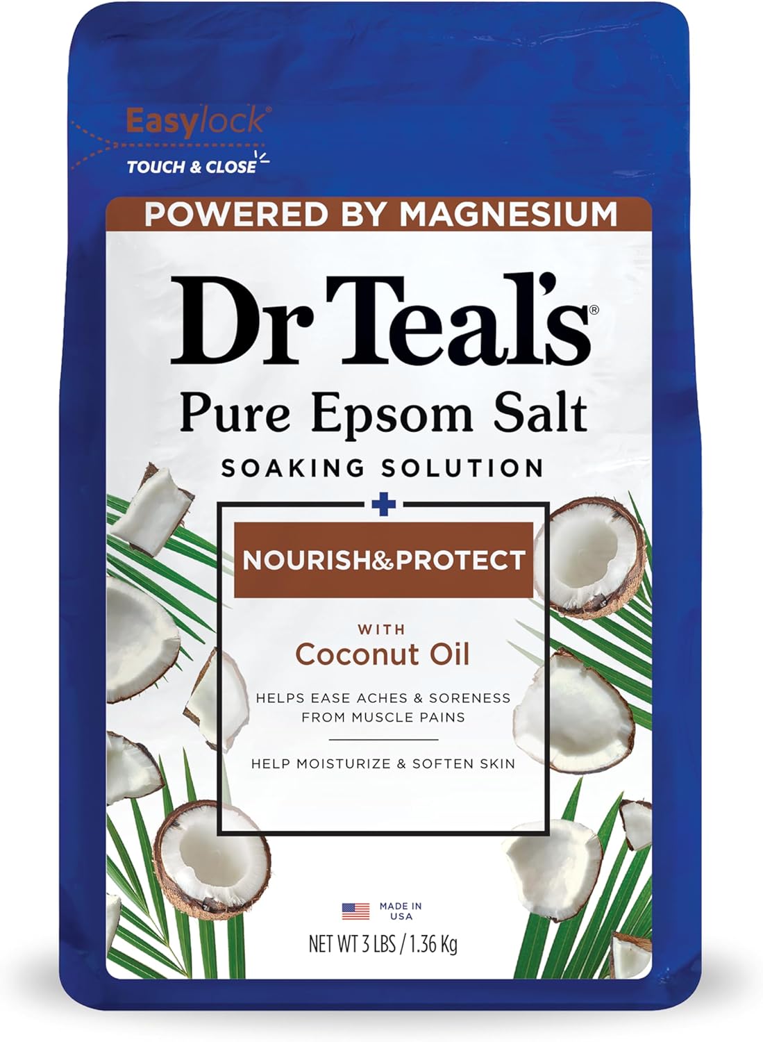 Dr Teal's Epsom Salts Coconut 3Lb 1.36Kg