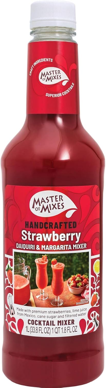 Master of Mixes Cocktail Mixers | Strawberry | 1 Litre | Cocktails in seconds | Just add Alcohol | Makes 10 cocktails per bottle |
