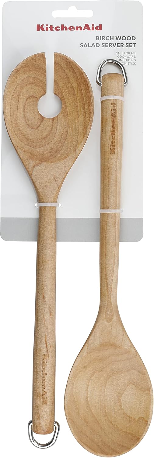 KitchenAid Birchwood Salad Servers, Fork and Spoon