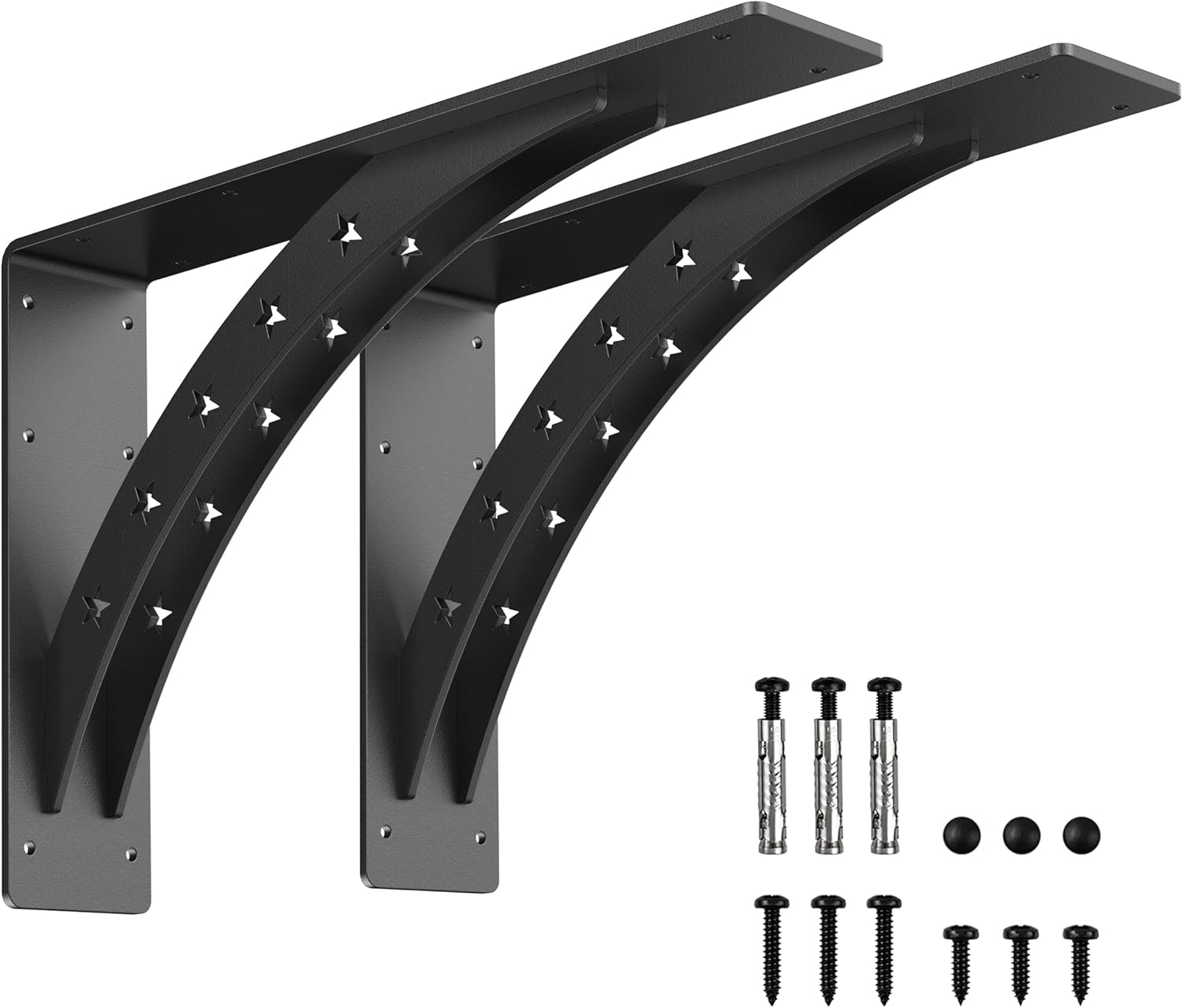 Heavy Duty Shelf Brackets - Max Load 900 LBS, Premium Alloy Metal Mantel Brackets - Fireplace & Countertop Support (Matte Black, 20 x 13.5 Inch, Set of 2)