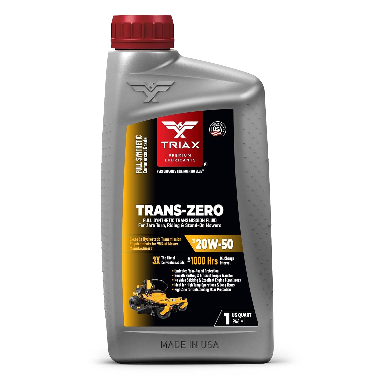 TRIAX Trans Zero 20W-50 Full Synthetic Hydro-Static Transmission Oil for Zero-Turn Mowers (1 Quart)