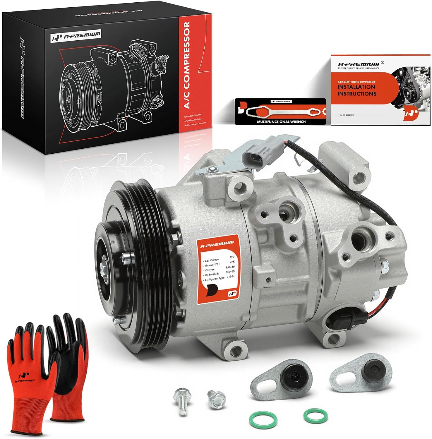 A-Premium Air Conditioner AC Compressor with Clutch | Compatible with Toyota Yaris 1.5L 2007-2012