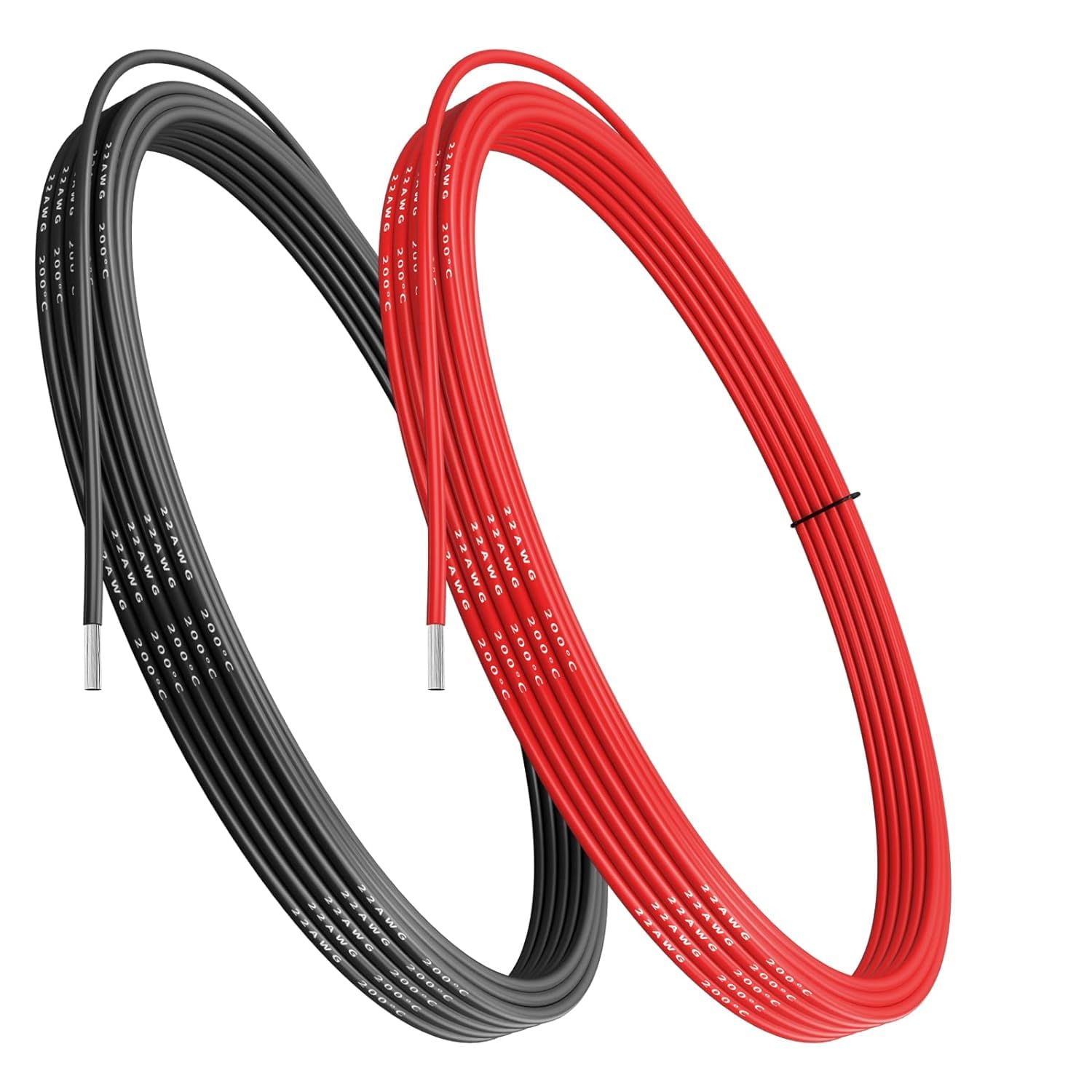 Gruiqrd 22 AWG 0.32mm² Electrical Wire - 22 Gauge Silicone Cable 5 Meters [2.5m Black 2.5m Red] Soft and Flexible Low Impedance, High Temperature Resistance Tinned Copper Wire Solder Quickly for DIY