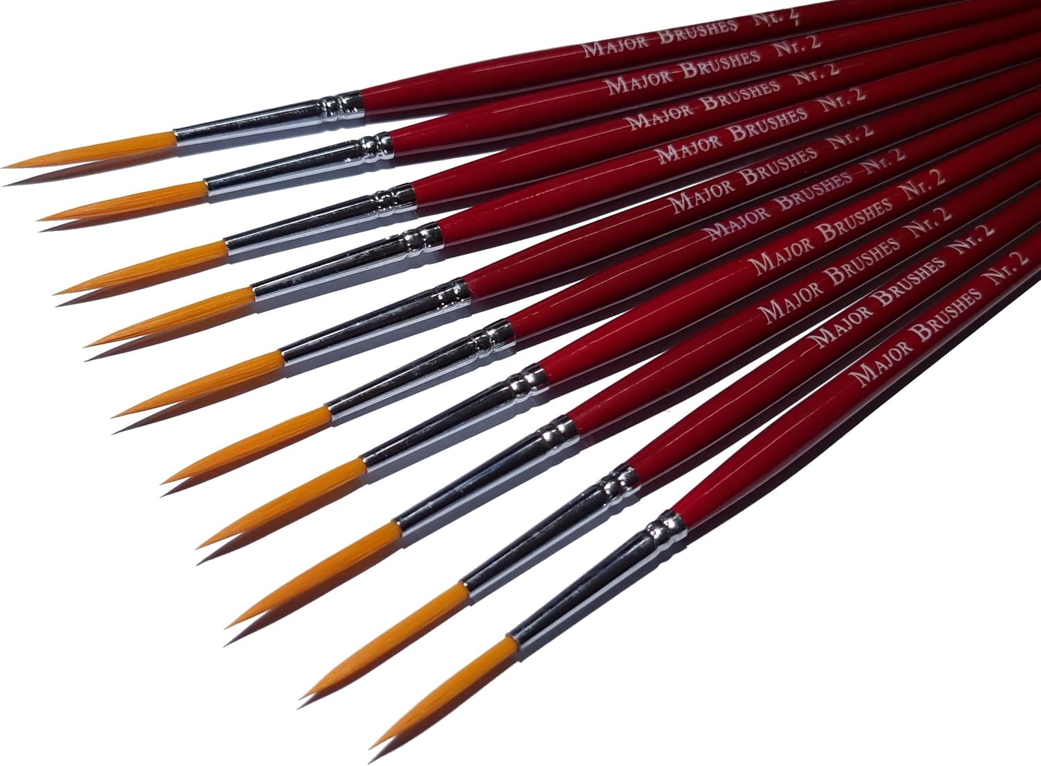 Major Brushes Synthetic Rigger Brush Size 2 - Pack of 10
