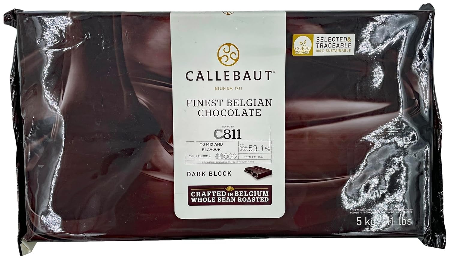 Callebaut C811 Dark Chocolate Block - 11.02lb (5kg) - 53.1% Cocoa Solids