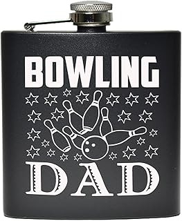 Bowling Dad Flask, Dad 6oz Black Flask, Gift For Dad, Great Gift for Father's Day, Birthday, or Christmas Gift for Dad, Grandpa, Grandfather, Papa, Husband