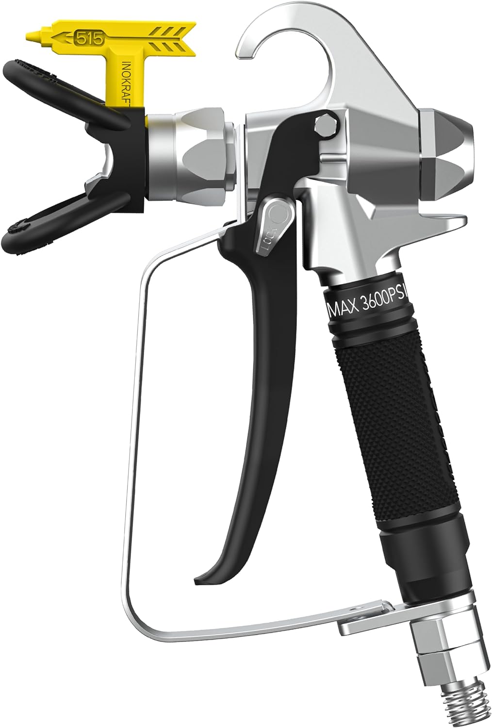 InoKraft Airless Paint Spray Gun High Pressure 3600 PSI with 515 Reversible Nozzle Tip for Exterior Paint/Primer, with Swivel Joint for Airless Paint Sprayers M1 & M3, Paint Sprayer Accessories