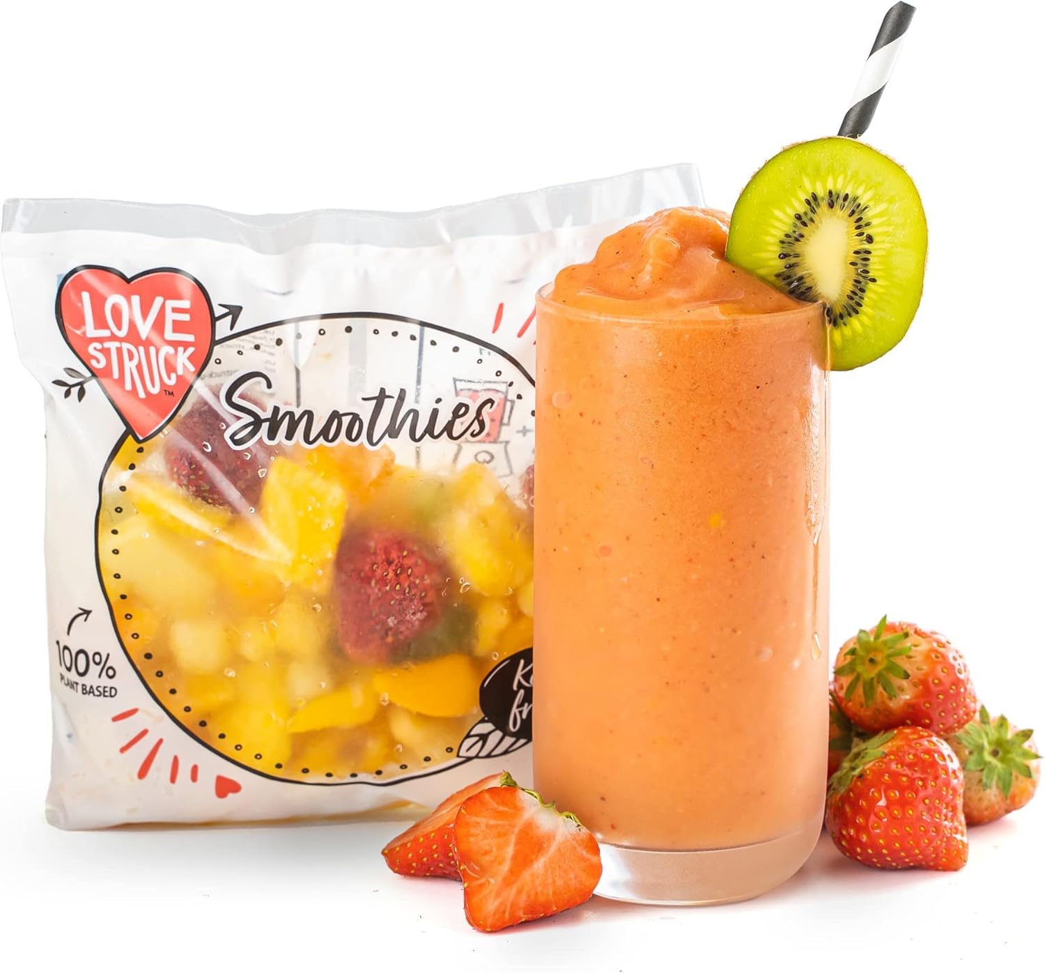 Love Struck Smoothie Fruit Bundle, Pack of 20 Frozen Sachets, Simply blend with juice or water for the perfect smoothie every time. High fibre, low fat. Good Mood Food.…