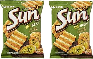 ORION SUNCHIP CORNCHIP BASED Garlic Baguette/Hot & Spicy (135G) Big Size Korean Chip (Garlic, Pack of 2)