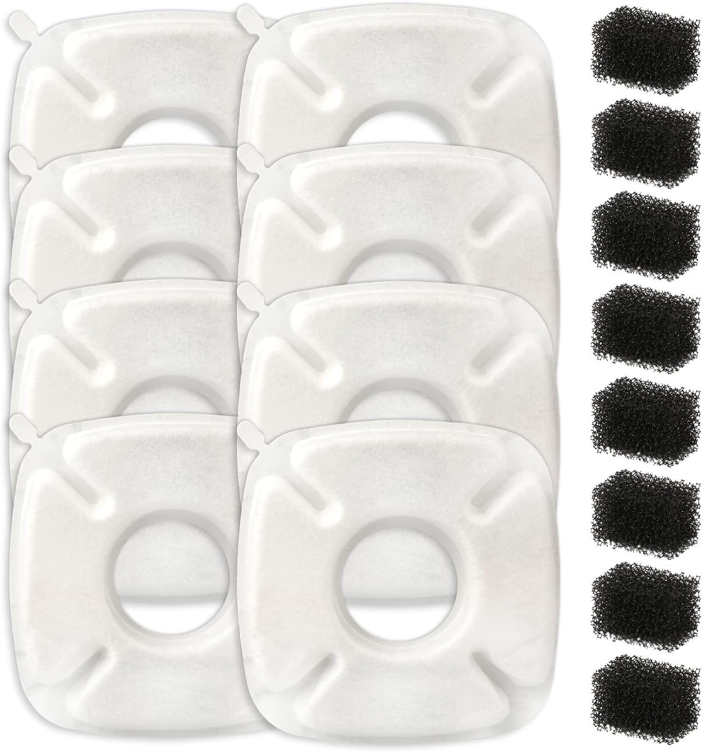 SAVITA 8pcs Pet Fountain Filters, Transparent Cat Water Fountain Filter with 8 Filtration Replacement Pre-Filter Sponges Cat Fountain Filters Compatible for Veken 95oz Pet Cat Dog Water Dispenser
