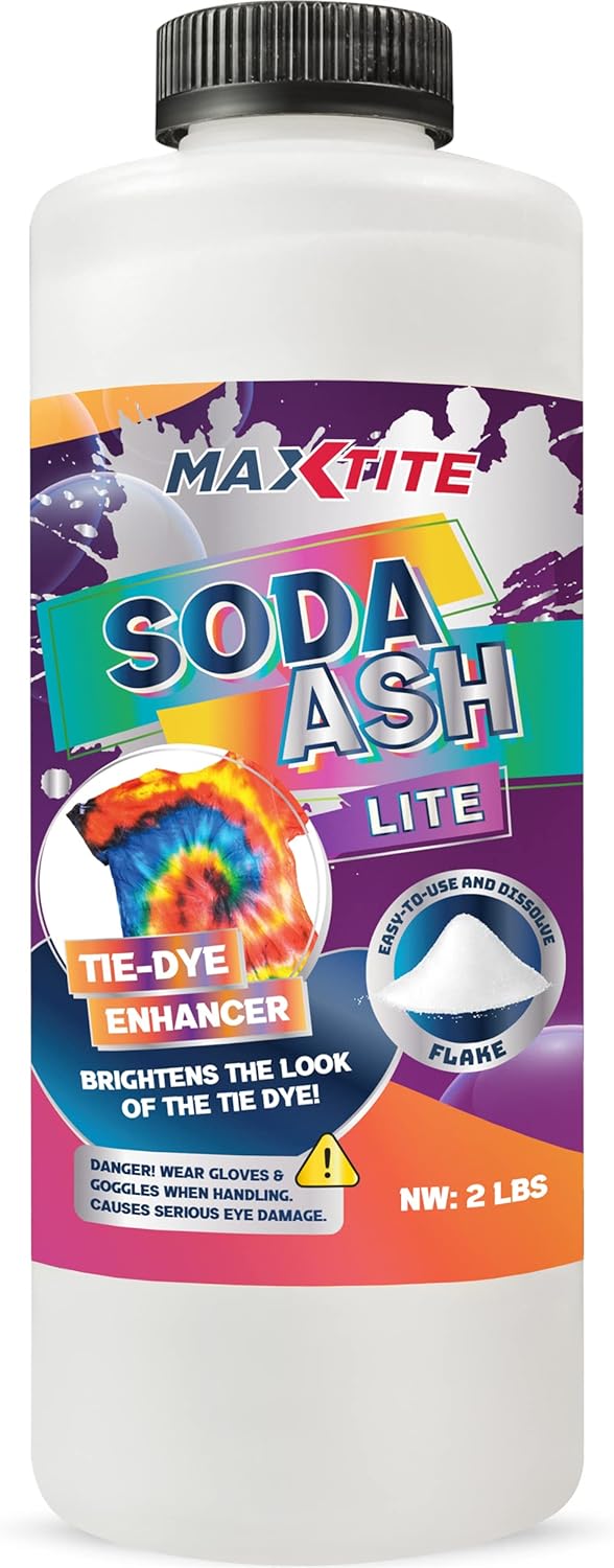 MAXTITE Soda Ash Lite (2 lbs) - 100% Pure Sodium Carbonate - Washing Soda, Tie Die, pH Increaser, and More - HDPE Container w/Resealable Child Resistant Cap