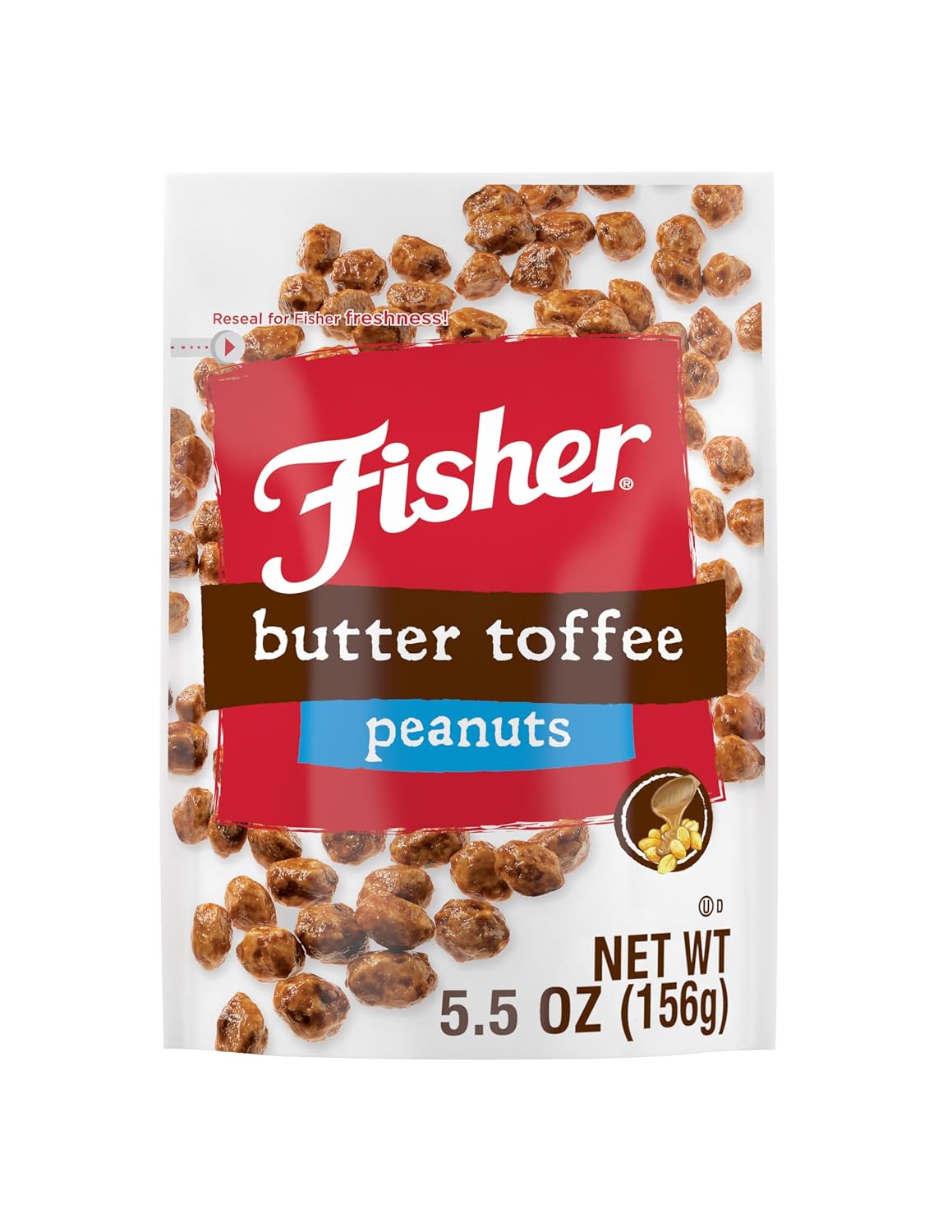 Fisher Snack Butter Toffee Peanuts, 5.5 Ounces, No Artificial Colors or Flavors