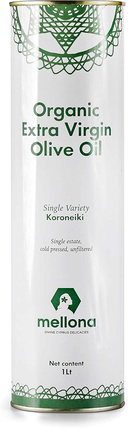 Mellona 100% Organic Extra Virgin Olive Oil, Low 0.6% Acidity, Hand Harvested & Cold Pressed, 1 Litre