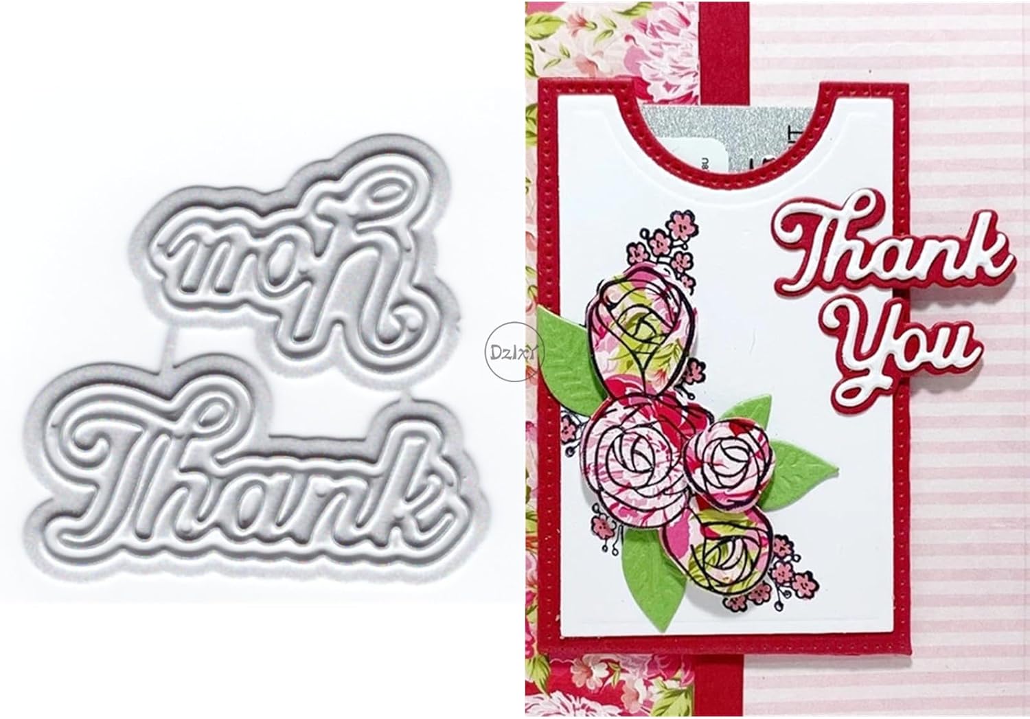DzIxY Shadow Words Thank You Metal Cutting Dies for Card Making Embossing Paper Die Cuts Sets Album Scrapbooking Templates Stencils Storage Pockets