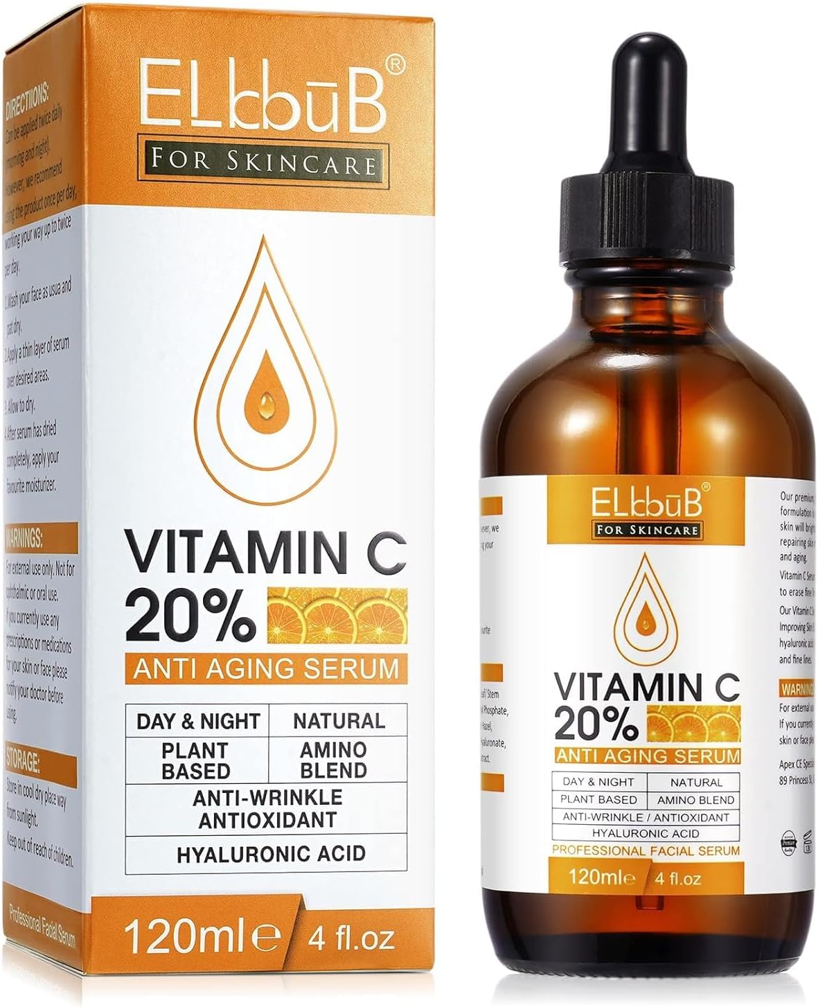 Premium 20% Vitamin C Serum For Face, with Hyaluronic Acid, Retinol & Amino Acids - Boost Skin Collagen, Brighten Hydrate & Plump Skin, Anti Aging & Wrinkle Facial Serum