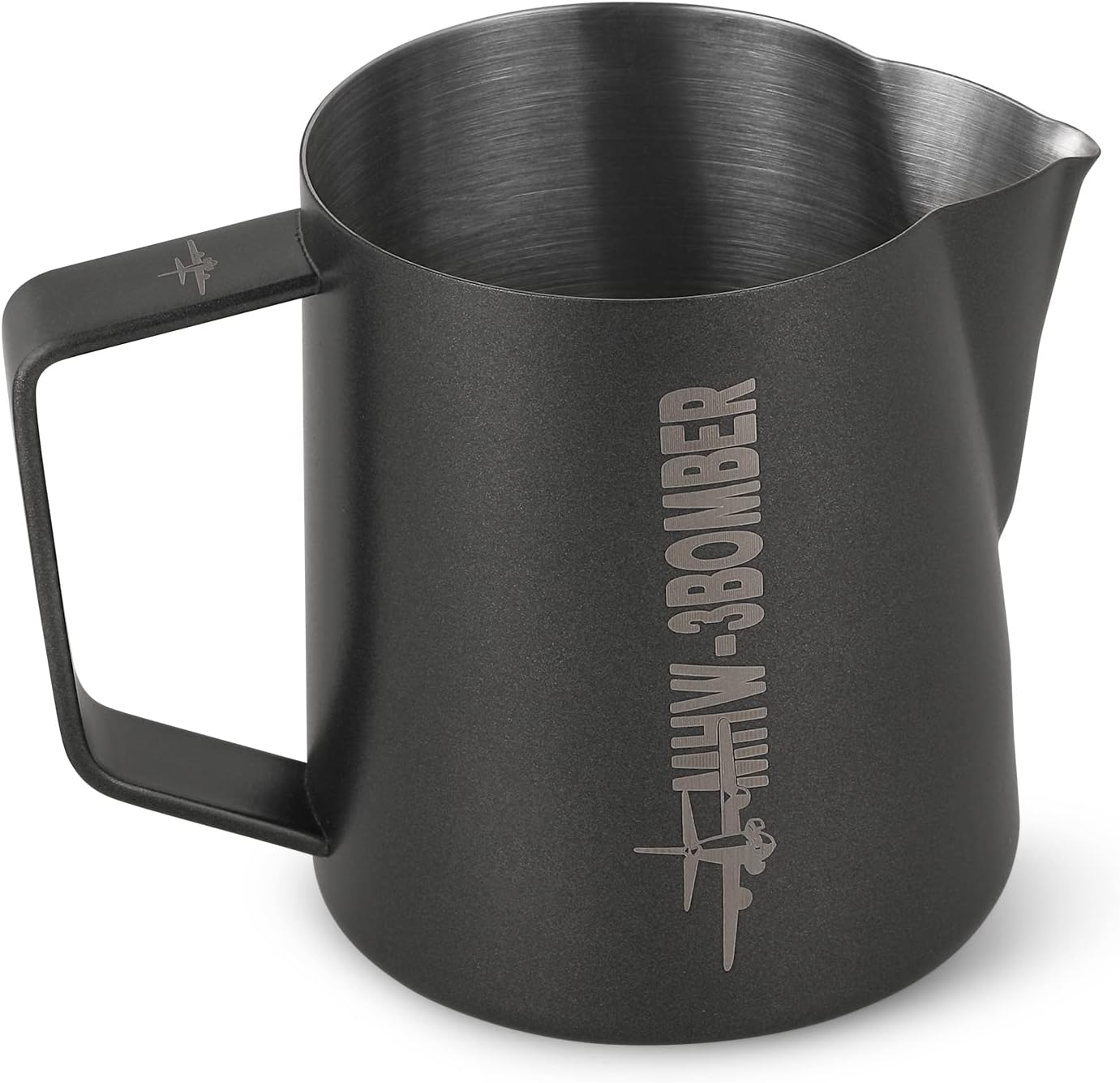 MHW-3BOMBER 16.9oz Milk Frothing Pitcher, World Champion Endorsed Espresso Steaming Pitcher with Crocodile-Shaped Precision Spout, Stainless Steel Latte Art Milk Jug for Baristas, 5.0 Black, P5032B