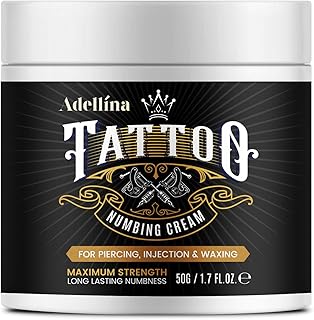 Tattoo Numbing Cream (50g/1.7oz), Painless Tattoo Numbing Cream Extra Strength, Numbing Cream for Tattoos, 6 Hours Maximum Strength, Tattoo Supplies